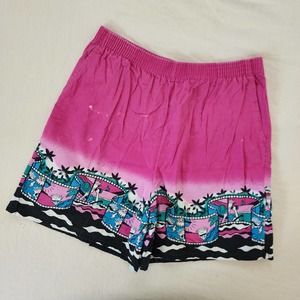 Vintage beach shorts pink men's pockets